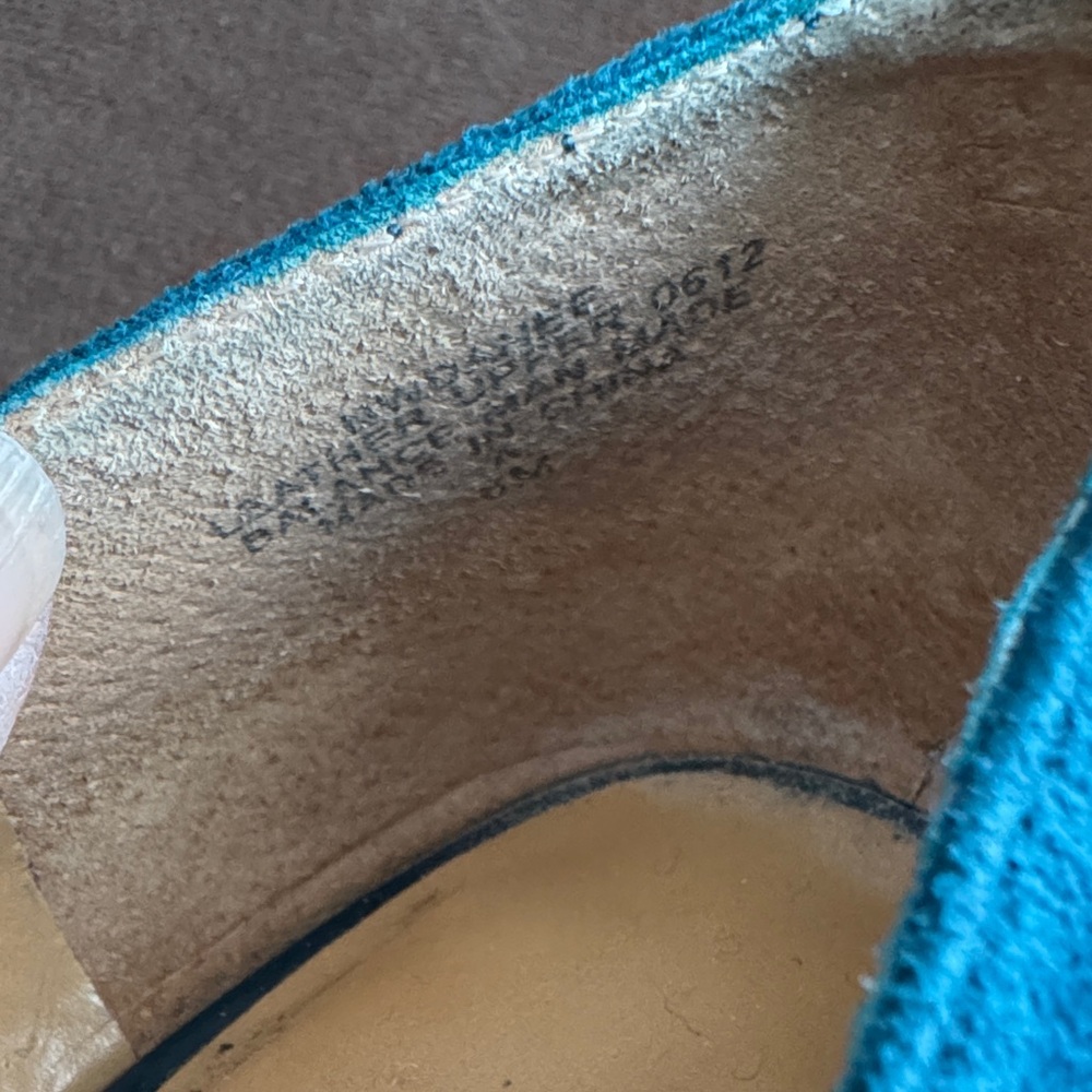 Nine West Teal Suede/Leather Peep-Toe Heels - Picture 3 of 5